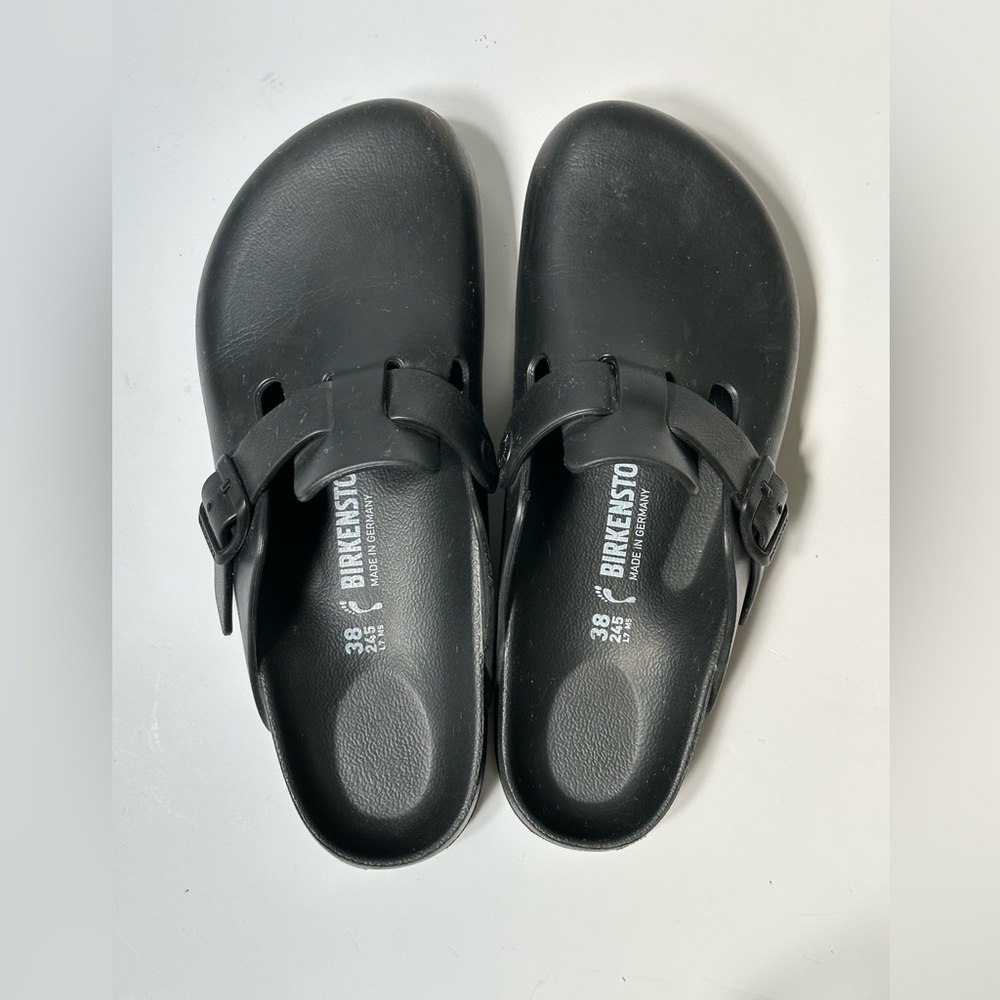 Birkenstock Boston black rubber clogs